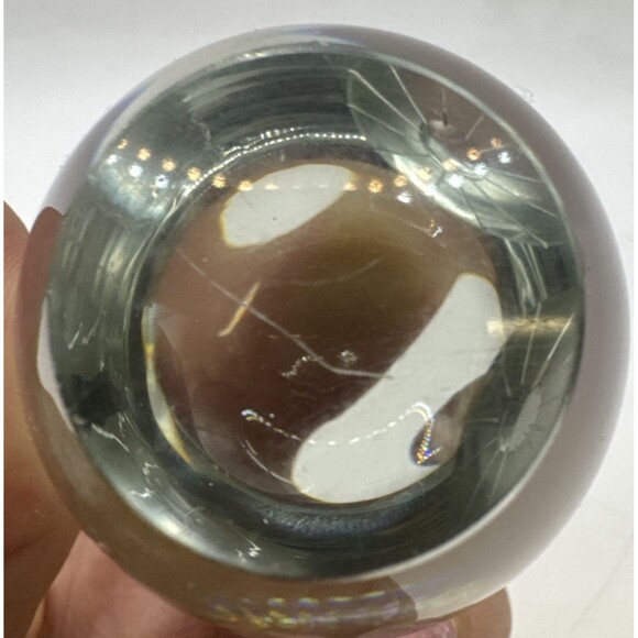 OWL PAPERWEIGHT CLEAR GLASS Cut ETCHED FACE VINTAGE GLASS - Picture 6 of 6